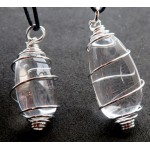 Small Clear Quartz Gemstone Lingam Spiral Pendant